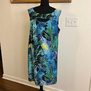 Connected Apparel Plus-Sized Sleeveless Tropical Midi Dress, Sz. 24.